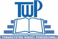 niebieskie litery TWP nad otwartą książką